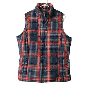 Talbots Plaid Down Filled Puffer Vest Women's Size 1X Red Black Blue Outdoor